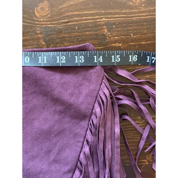 VTG Express Asymmetrical Fringe Mini Midi Skirt 4 Plum City Boho Country Western - Picture 9 of 12